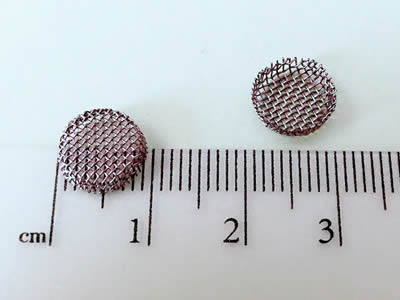 2つの小さいボウル型 フィルターは定規によって測定され、直径は約9つのmmである。
